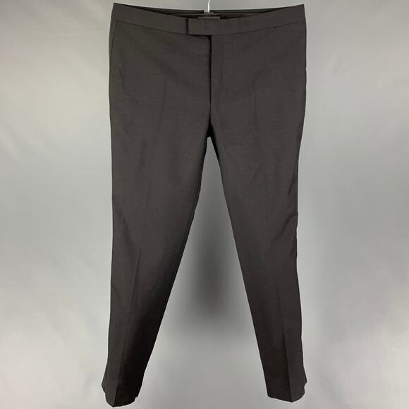 ALEXANDER MCQUEEN Size 40 Black Wool Mohair Tuxedo Dress Pants - Picture 1 of 1